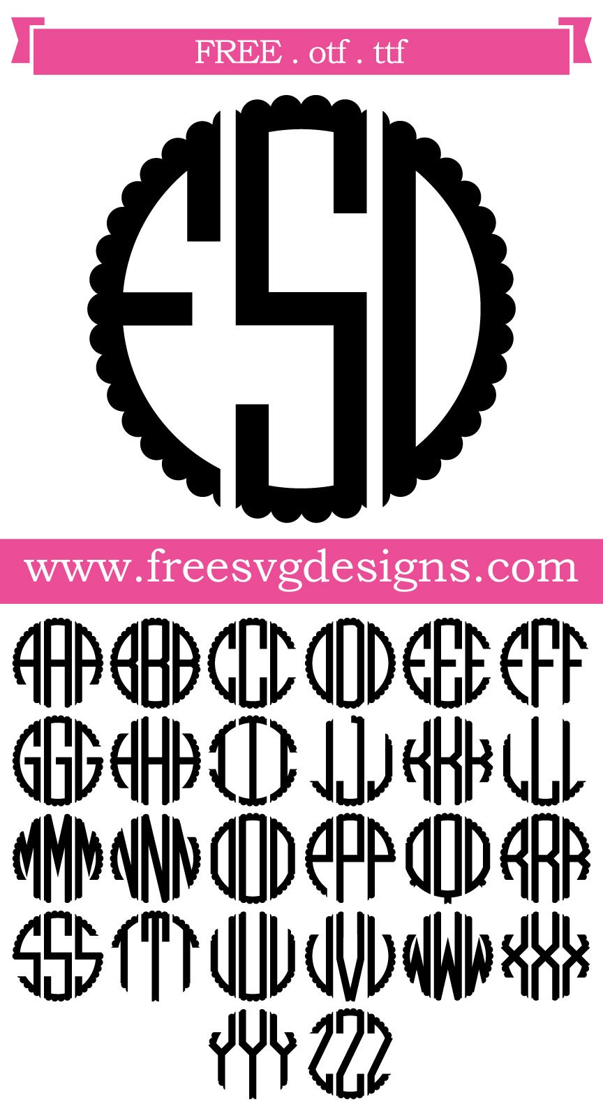Download Free Free Svg Files Svg Png Dxf Eps Scalloped Monogram Font SVG Cut Files