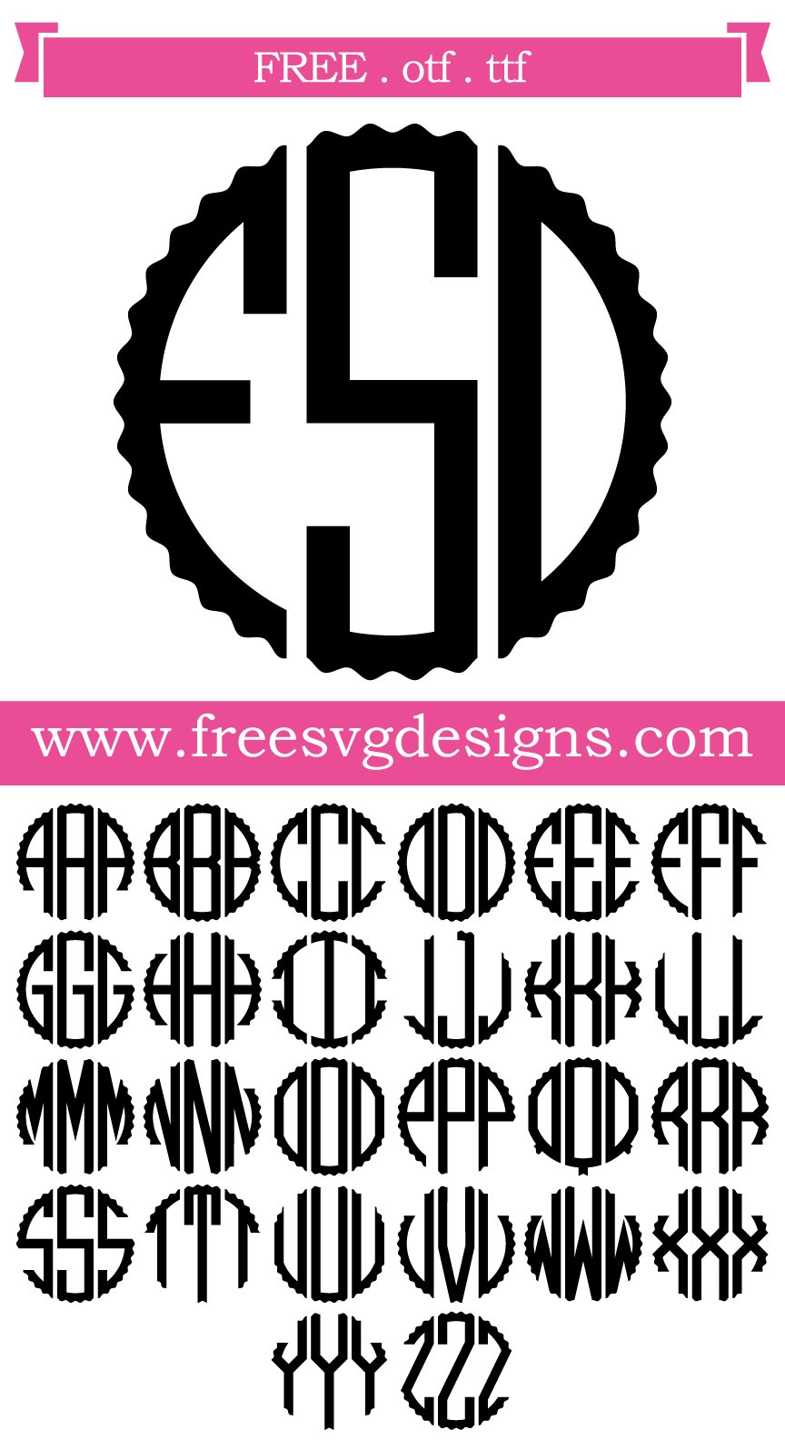 Free monogram font. This FREE download includes OTF and TTF files for personal cutting projects. Free vector / free svg monogram / free svg images for cricut