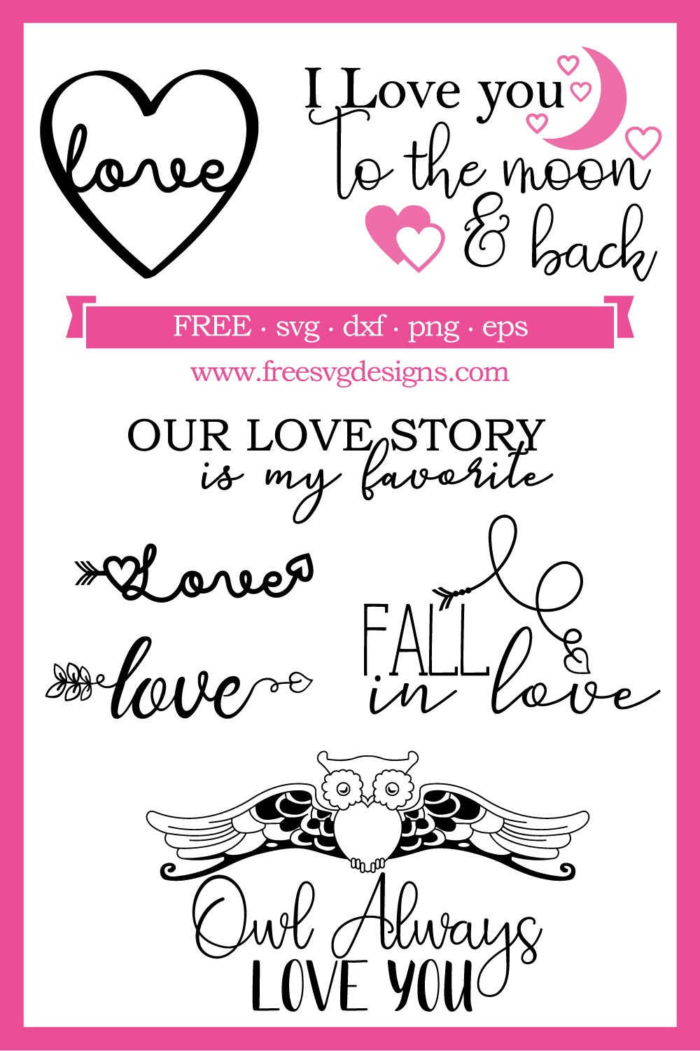 Free SVG Files | SVG, PNG, DXF, EPS | Love You To The Moon And Back