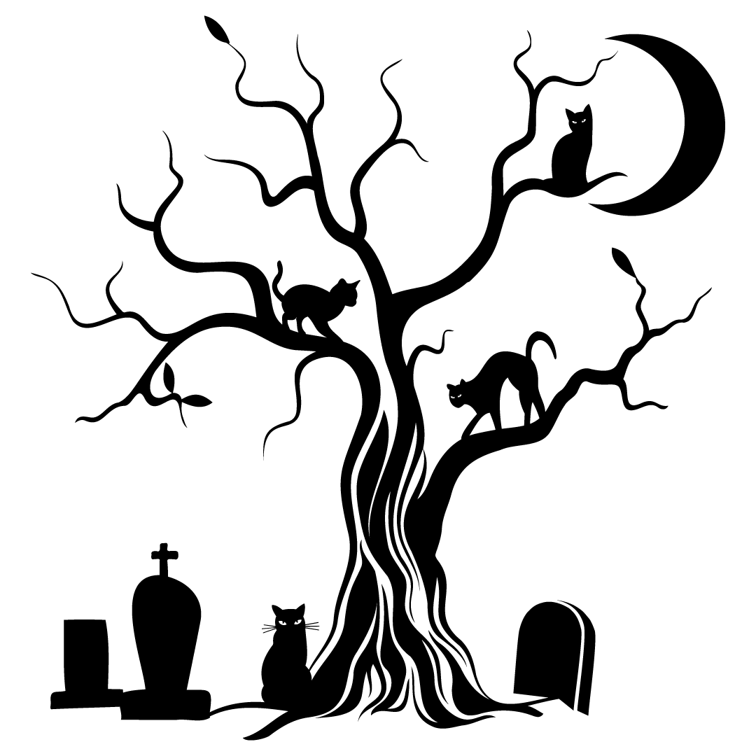 Free SVG Files | SVG, PNG, DXF, EPS | Halloween Spooky Cat Silhouette