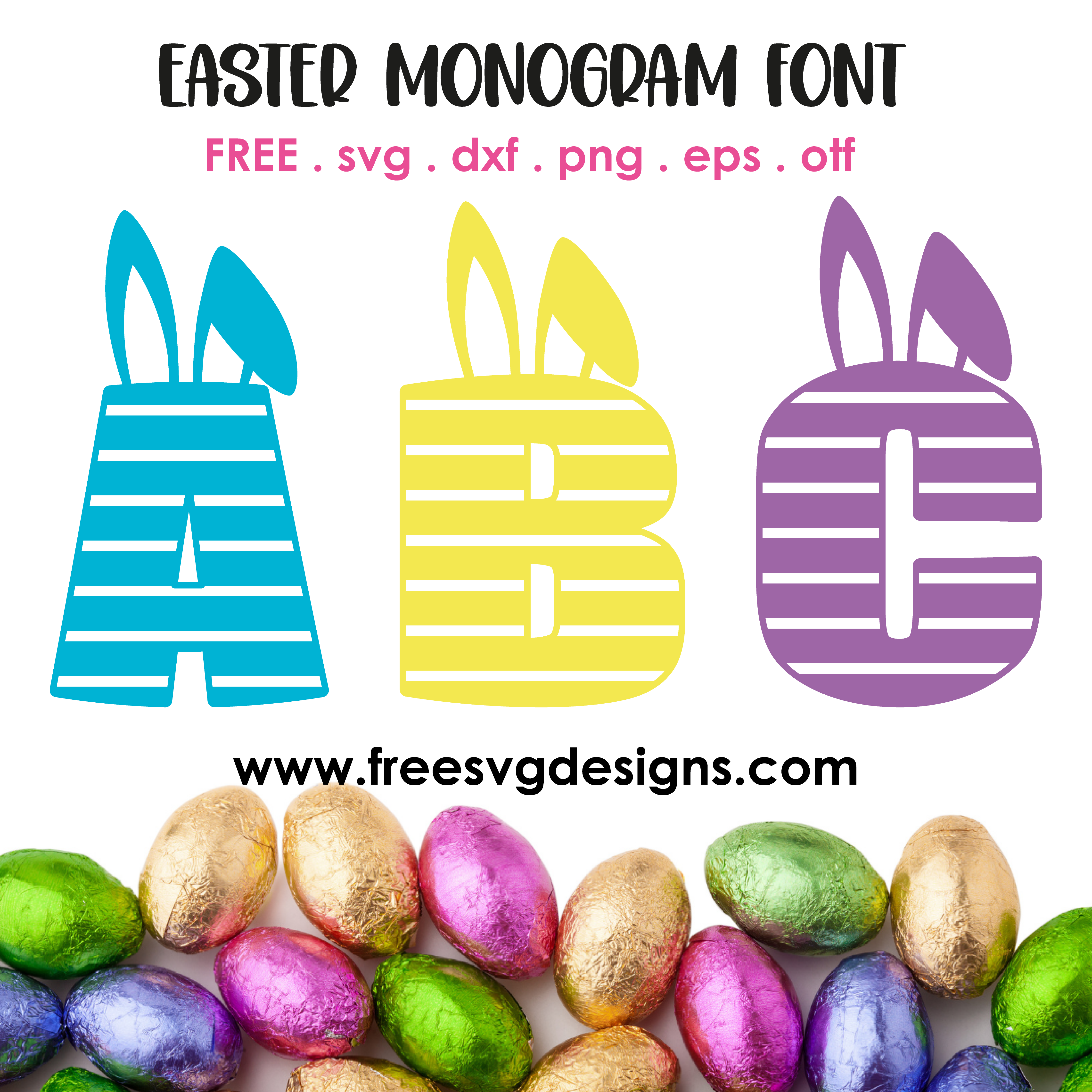 Easter Bunny Monogram Stripe Font – FREE SVG Files 2133