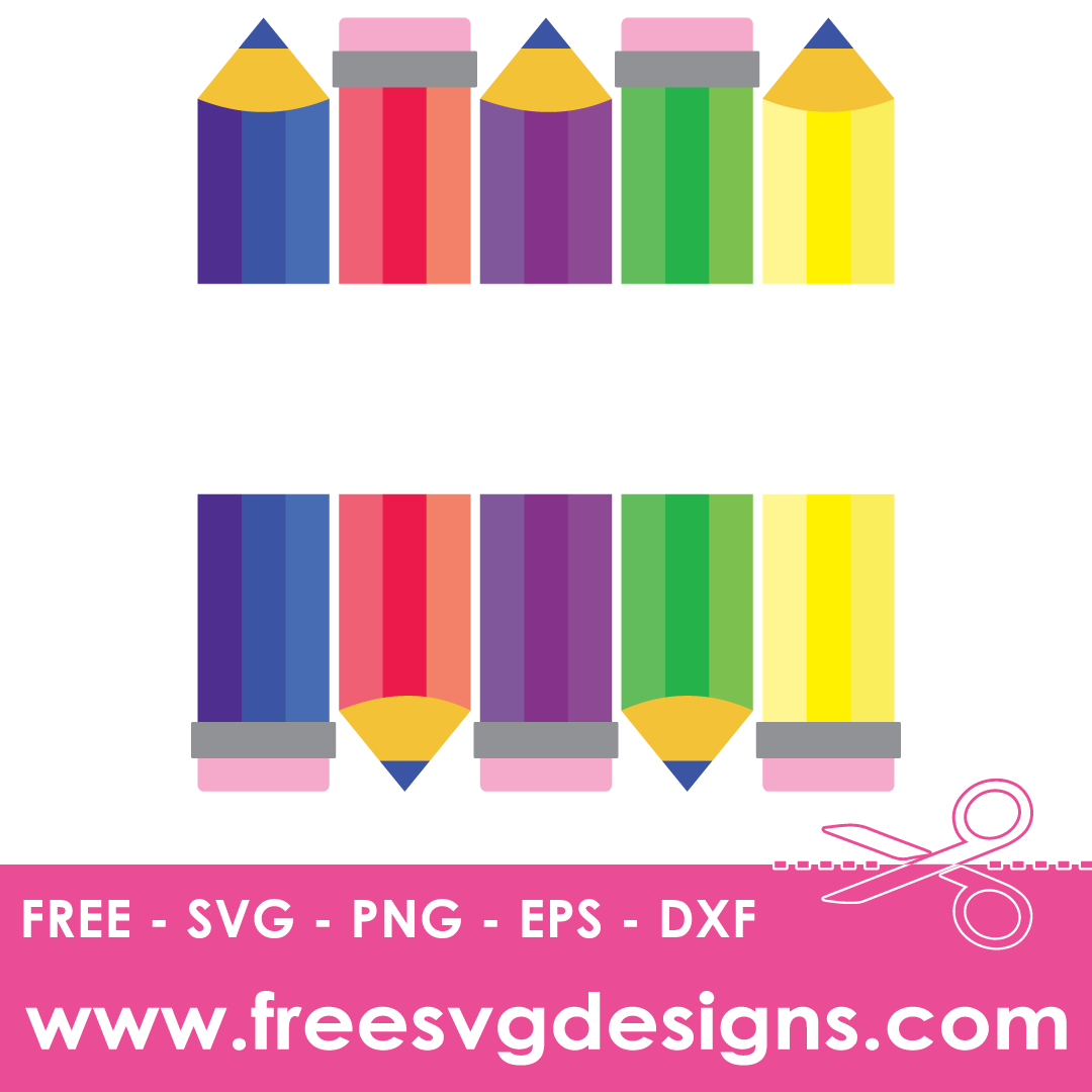 School Pencils Split Monogram Frame FREE SVG Cut Files 1643