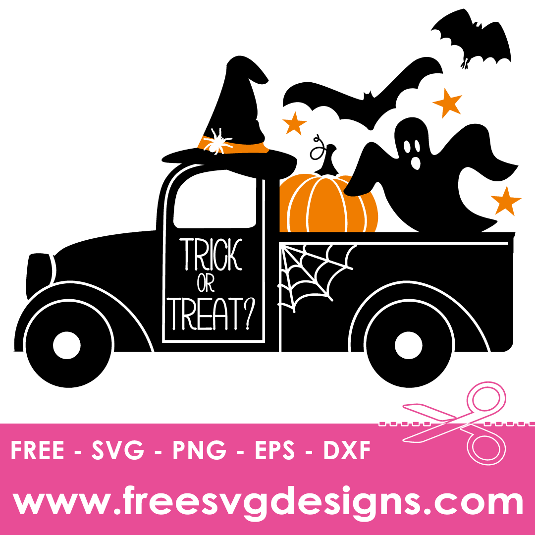 Quote Trick Or Treat Pick Up Truck Halloween Free SVG Files