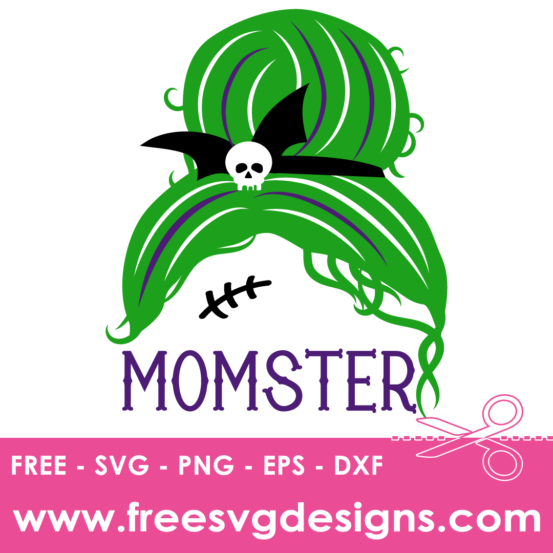 Halloween Mom Bun Momster Free SVG Files