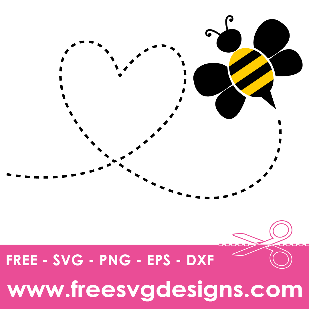 Bumble Bee Love Heart Free SVG Files