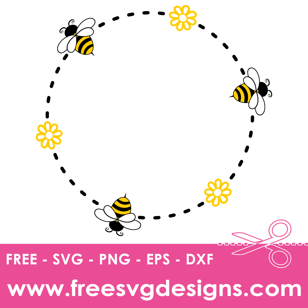 Bumble Bee Flower Monogram Frame Free SVG Files