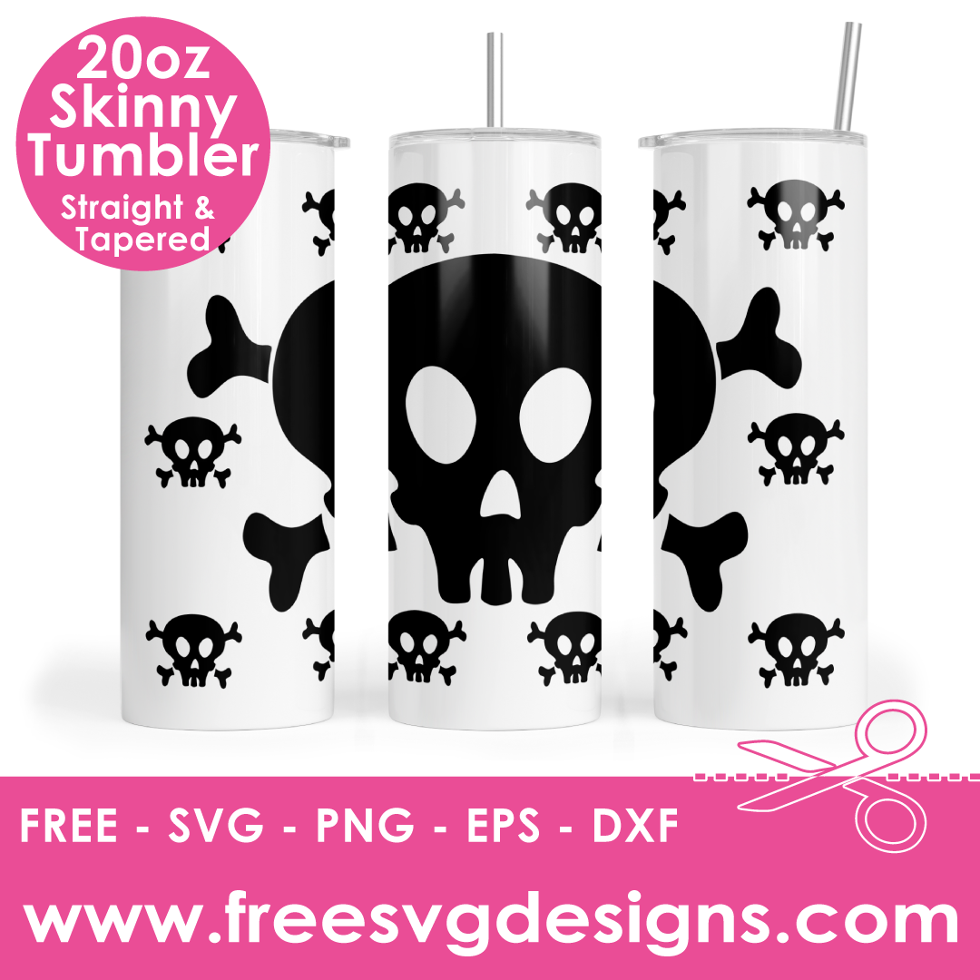 Skull Crossbones Halloween Tumbler Free SVG Files