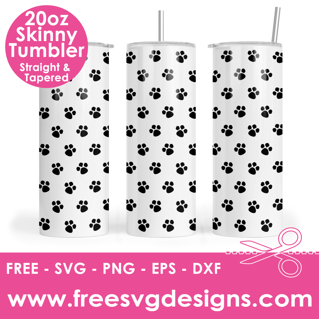 Dog Paw Prints Tumbler Free SVG Files
