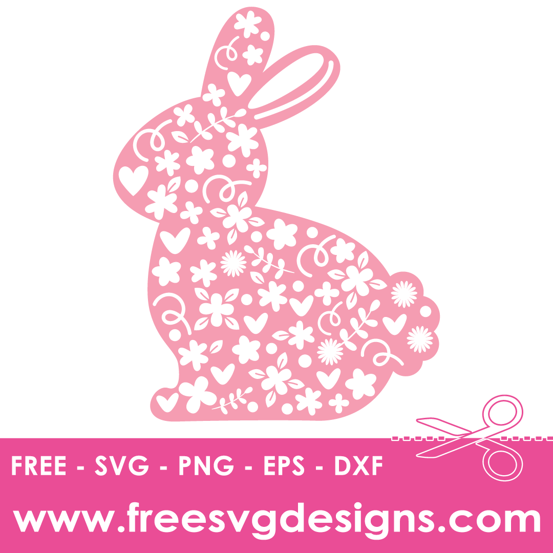 Floral Easter Bunny Free SVG Files