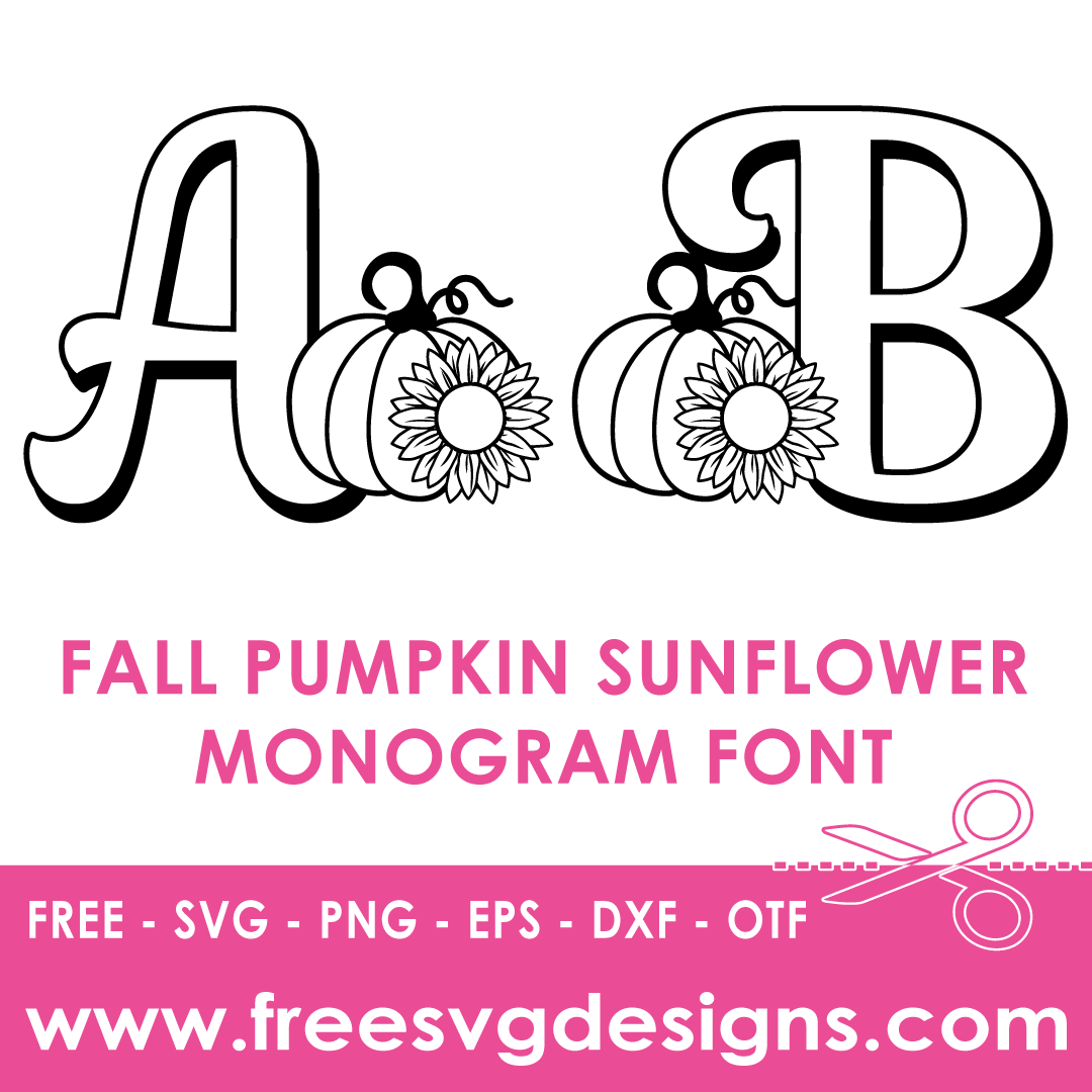 Fall Pumpkin Sunflower Monogram Font Free SVG Cut Files