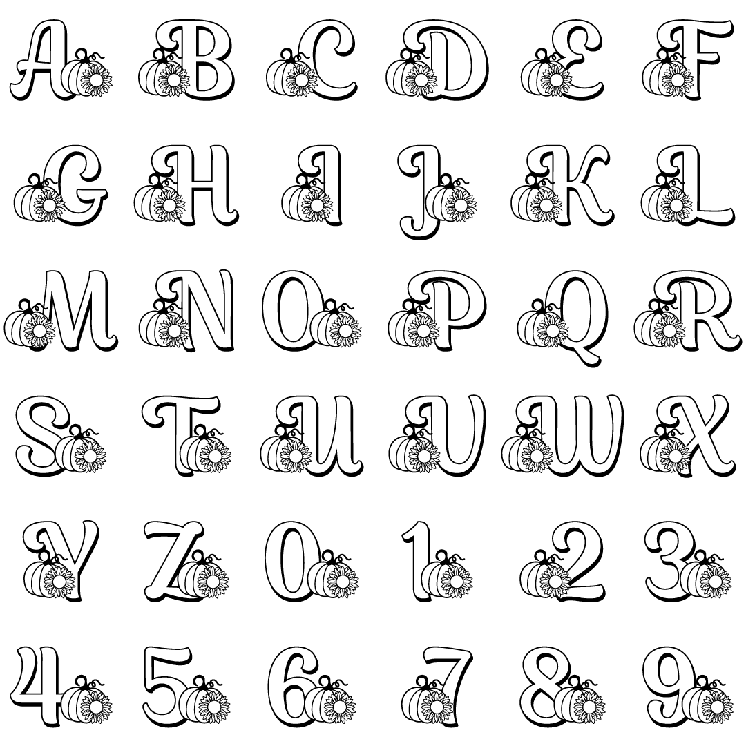 Fall Pumpkin Sunflower Monogram Font Free SVG Cut Files