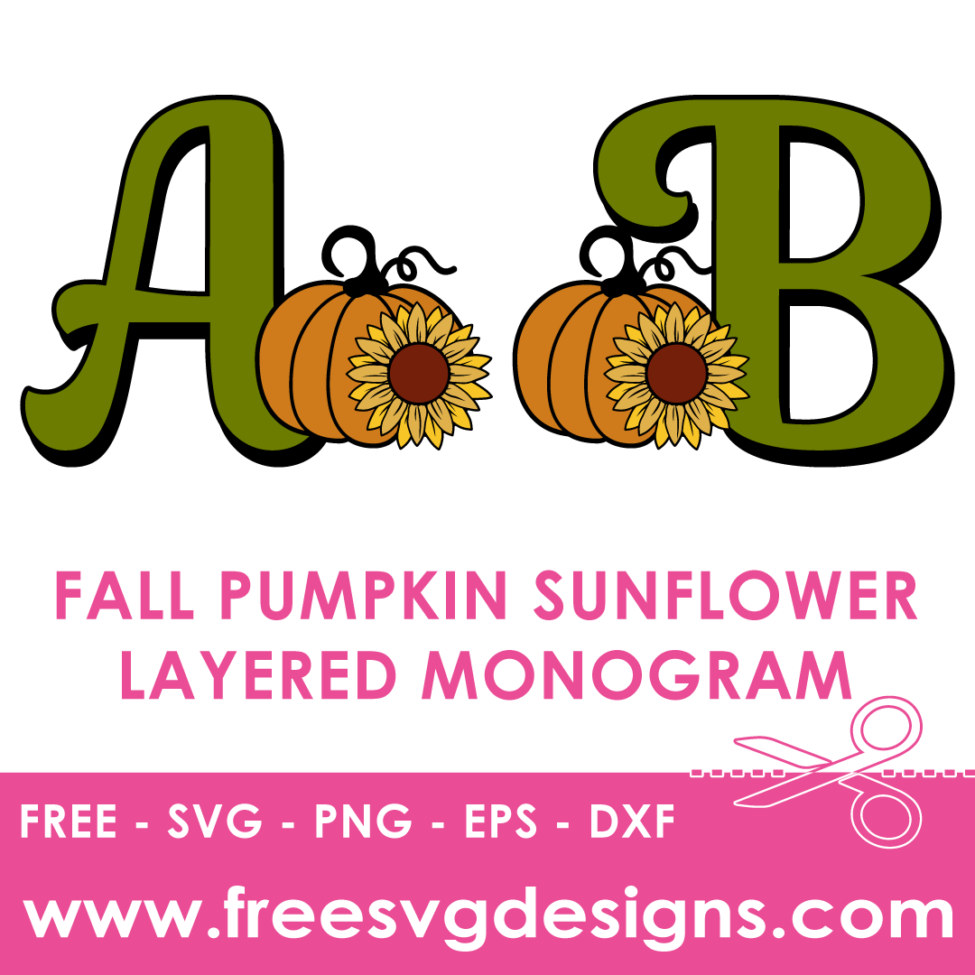 Fall Pumpkin Sunflower Layered Alphabet Free SVG Cut Files