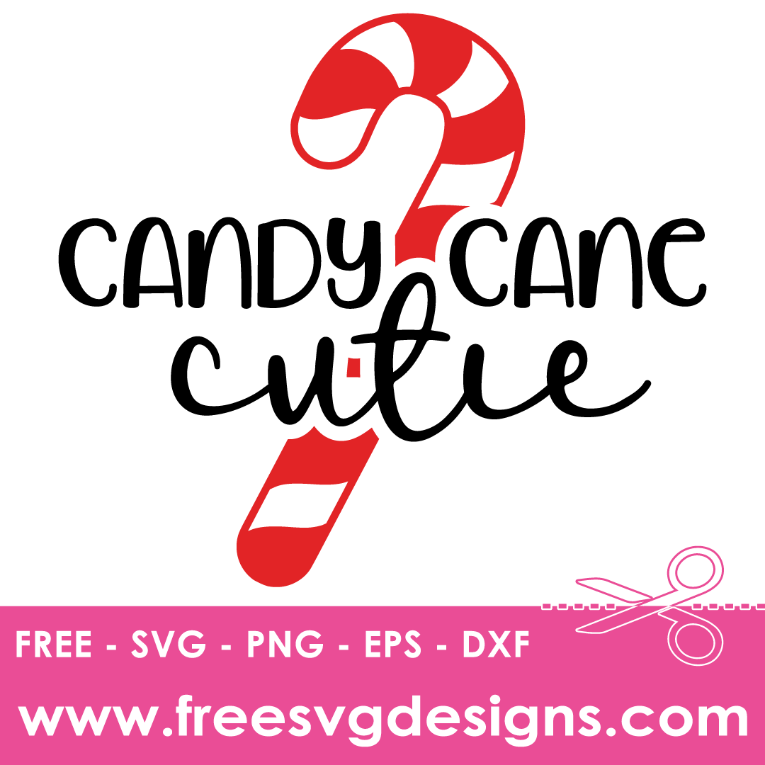 Christmas Candy Cane Cutie Free SVG Cut Files