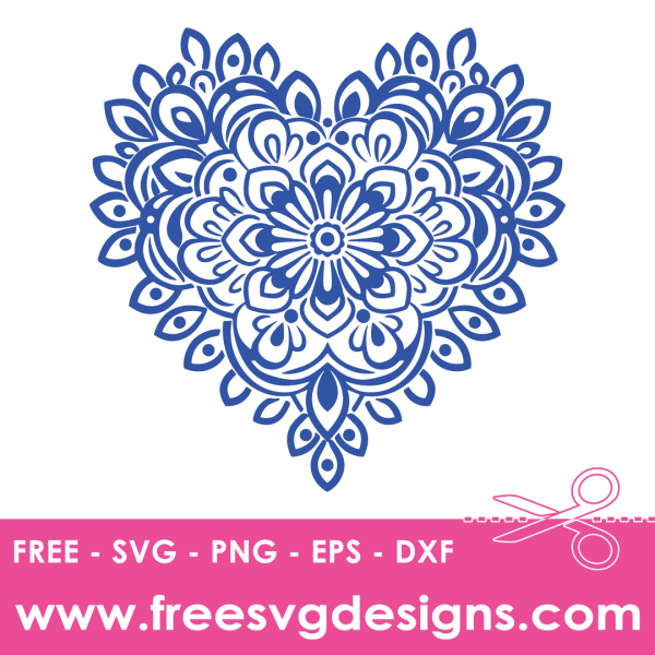 Love Heart Mandala Free SVG Cut Files | freesvgdesigns.com