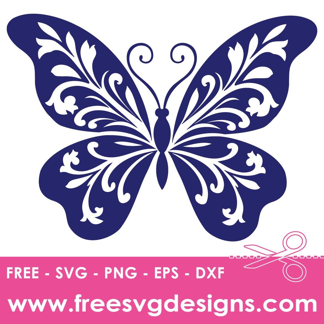 Floral Butterfly Silhouette Free SVG Cut Files 2754