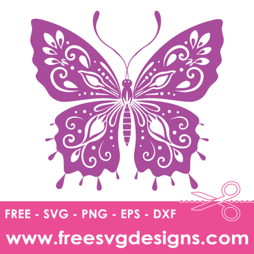 Ornate Butterfly Silhouette Free SVG Cut Files