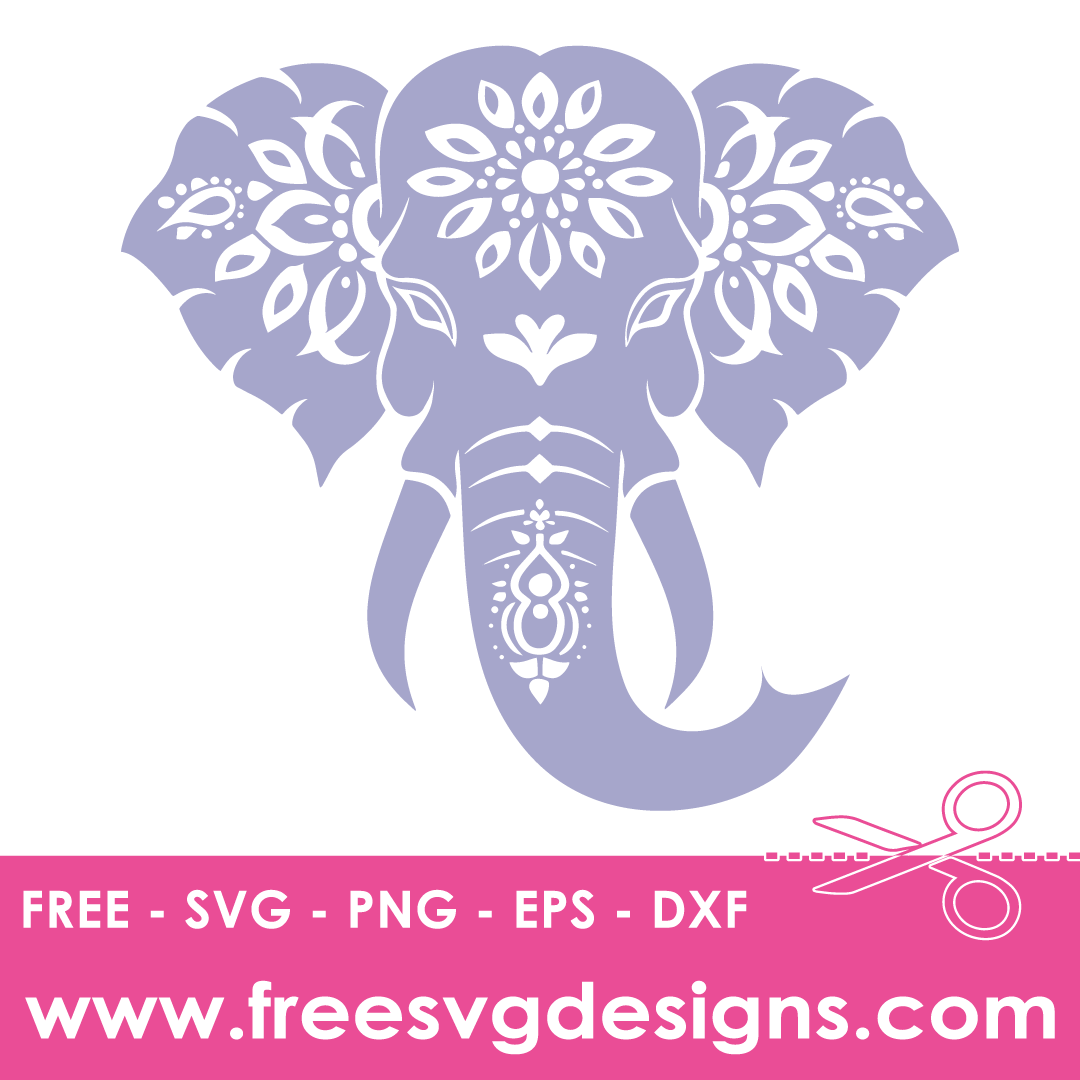 Mandala Elephant Silhouette Free SVG Cut Files 2769