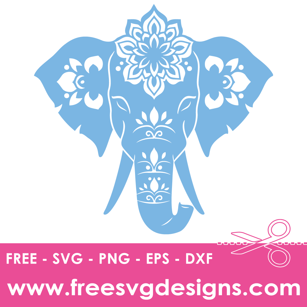 Mandala Elephant Silhouette Free SVG Cut Files 2771