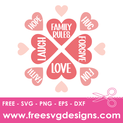 Family Love Heart Quote Free SVG Cut Files