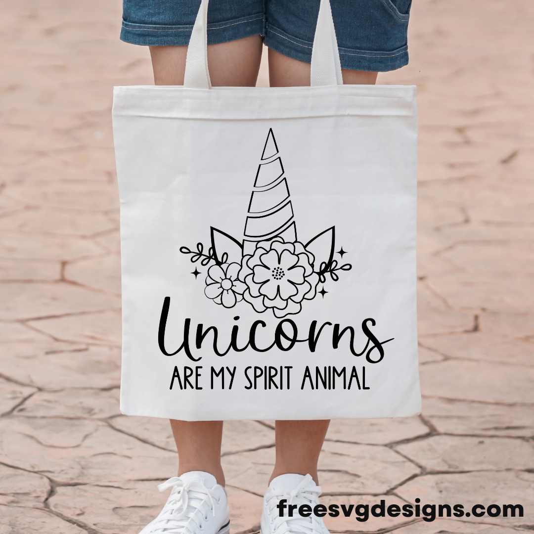 Unicorn SVG design on tote