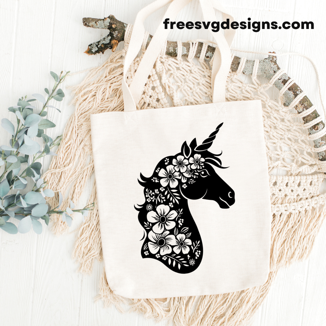 Unicorn SVG design on tote