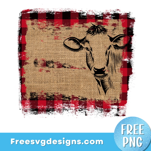 Burlap Plaid Cow Free Transparent PNG Background