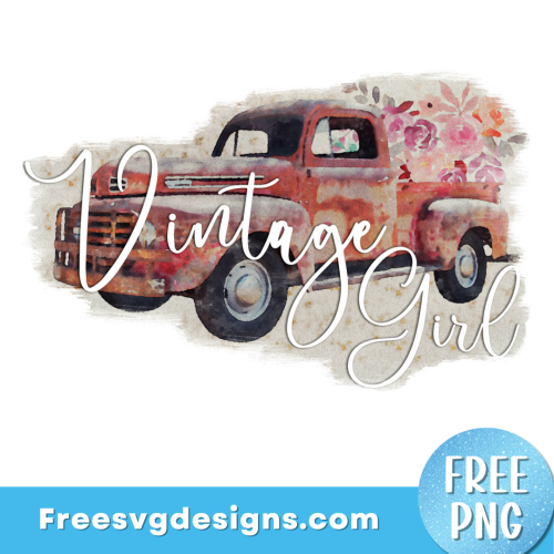 Vintage Girl Pickup Truck png sublimation design