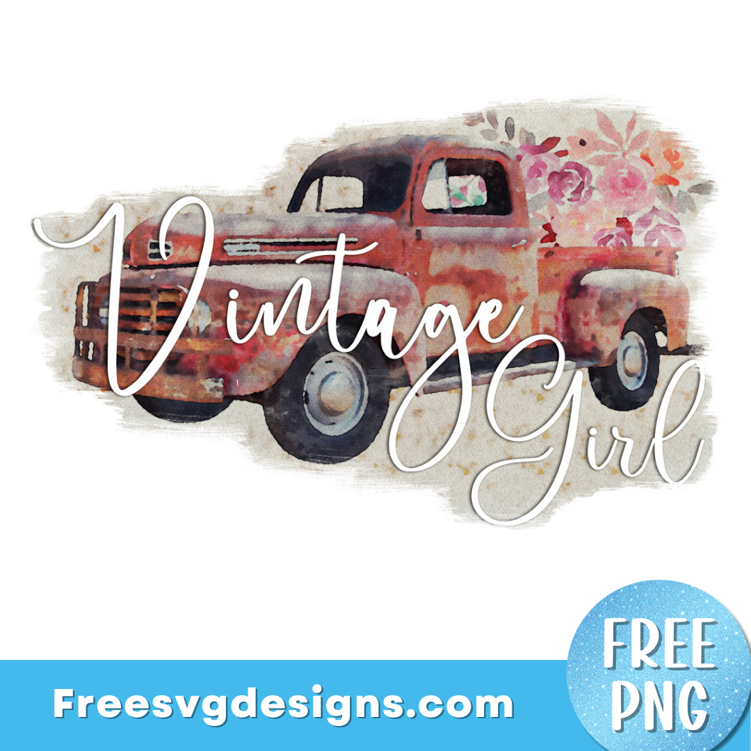 Vintage Girl Pickup Truck png sublimation design – free png download 2911