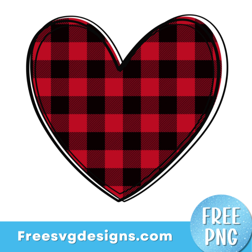 Buffalo Plaid Love Heart PNG Sublimation Design