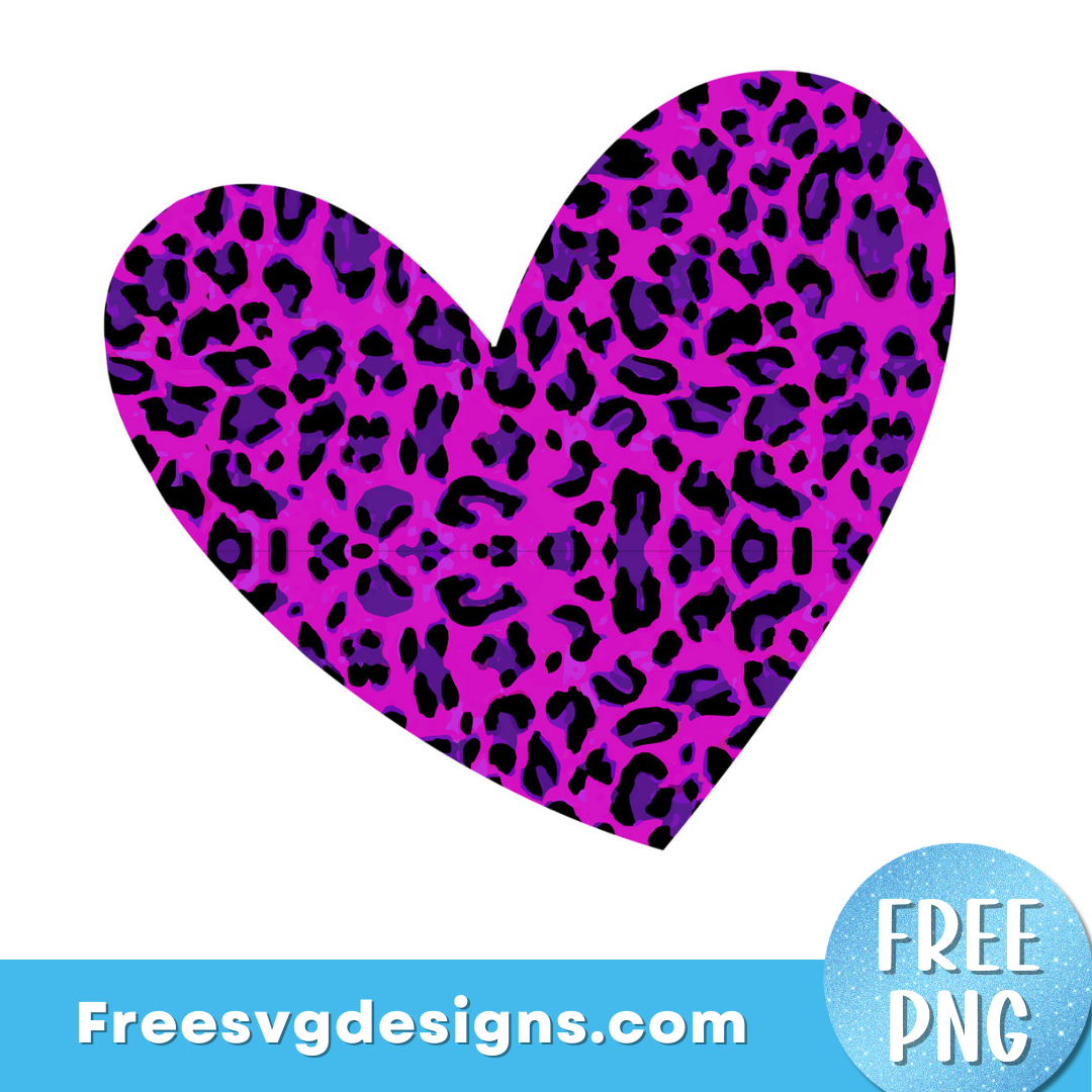 Leopard Print Love Heart PNG Sublimation Design – Free PNG Download 2955