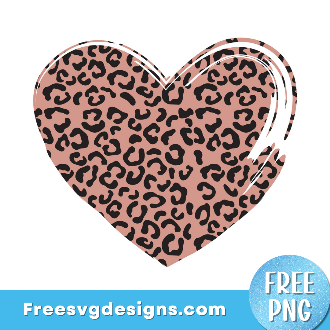 Leopard Print Love Heart PNG Sublimation Design – Free PNG Download 2963