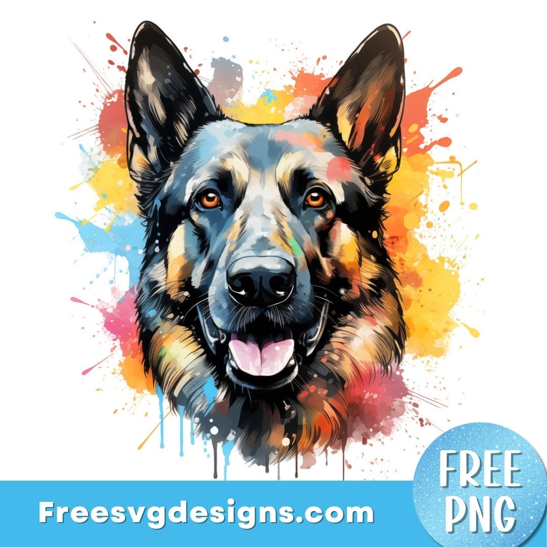 German Shepherd Dog PNG Sublimation Design – Free PNG Download 3085