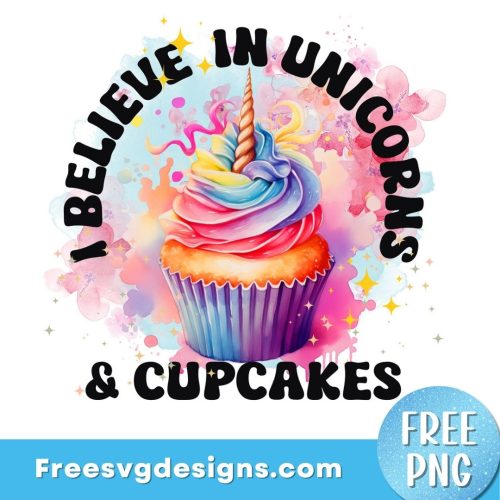 Unicorn Cupcake PNG sublimation design - FREE PNG download