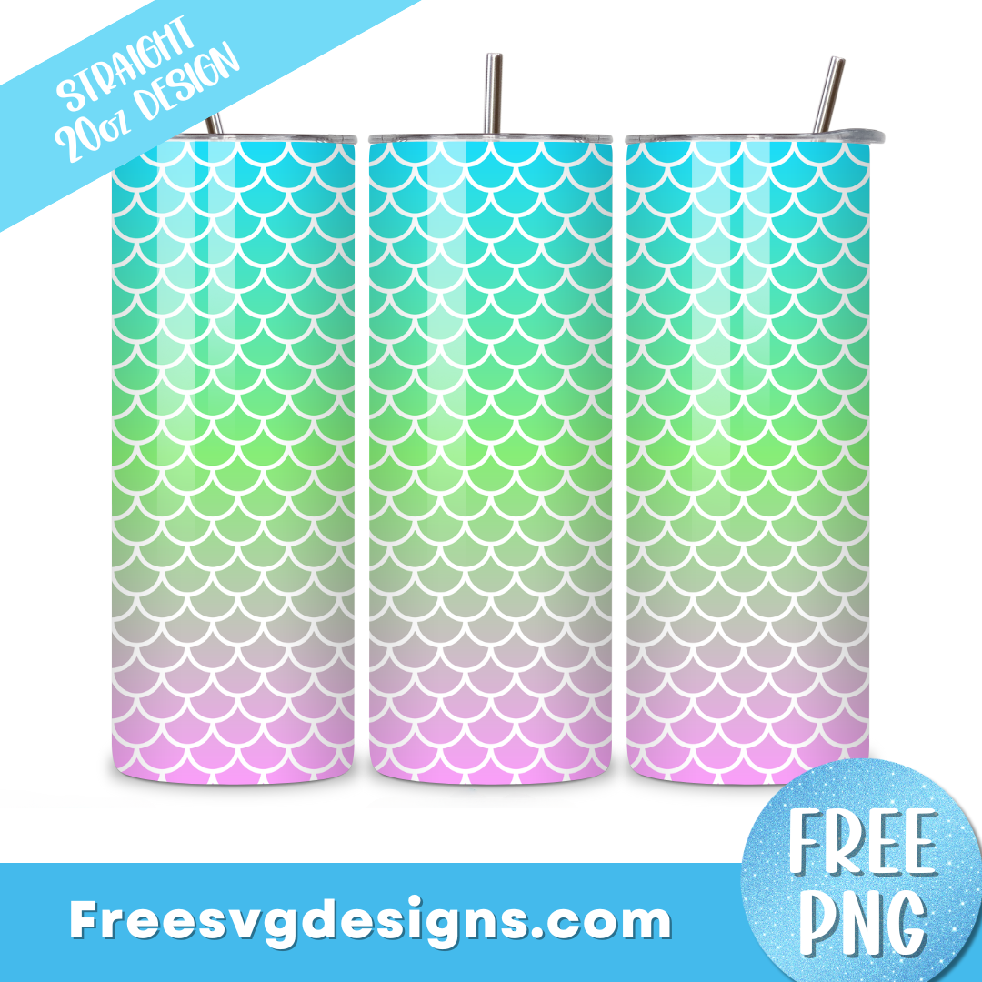 Mermaid Tumbler Wrap PNG Free Sublimation Design 3304
