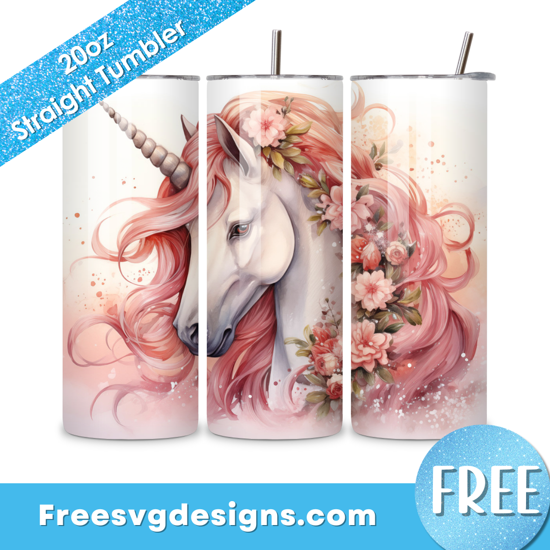 Unicorn Tumbler Wrap Free Sublimation Design FREE PNG Download 3335