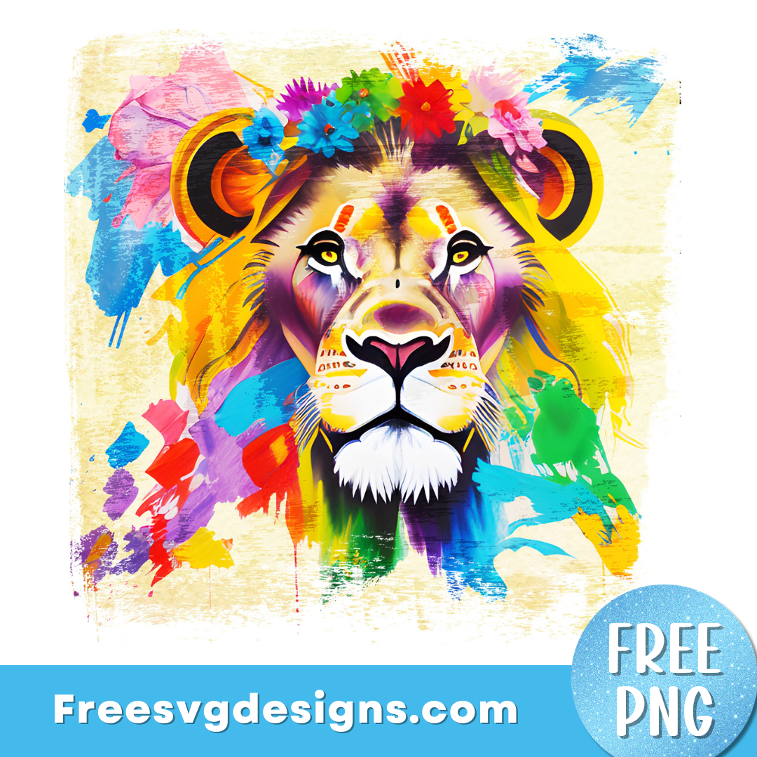 Lion PNG Free Sublimation Design 3350