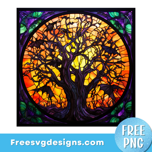 Halloween Stained Glass PNG Free Halloween sublimation design