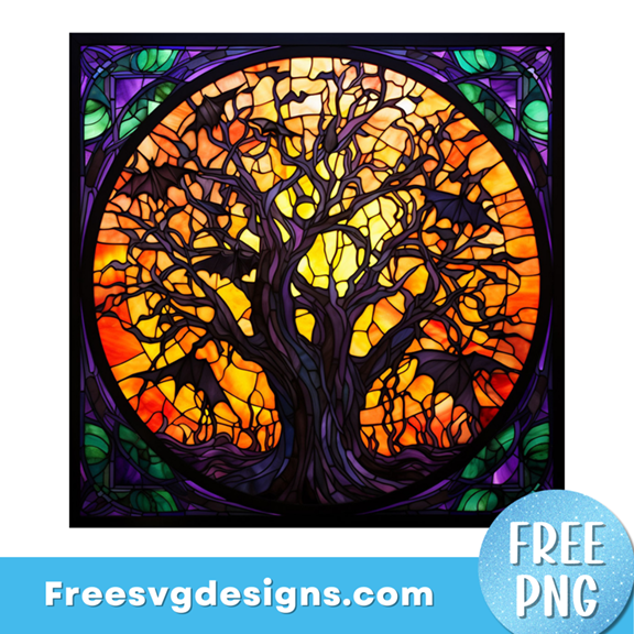 Halloween stained glass PNG Sublimation Design – Free PNG Download 3408