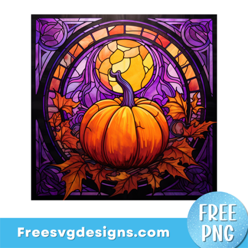 Pumpkin Stained Glass PNG Free Halloween sublimation design