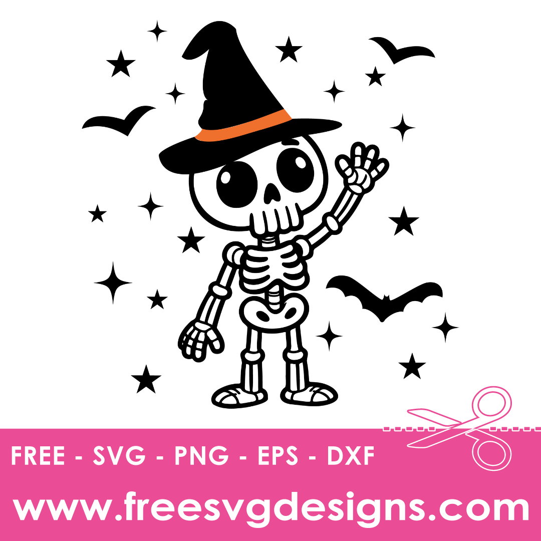Cute Skeleton SVG | Halloween SVG | Free SVG Download 3452