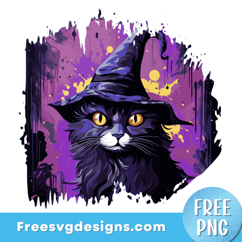Black cat Halloween PNG Free Sublimation Design