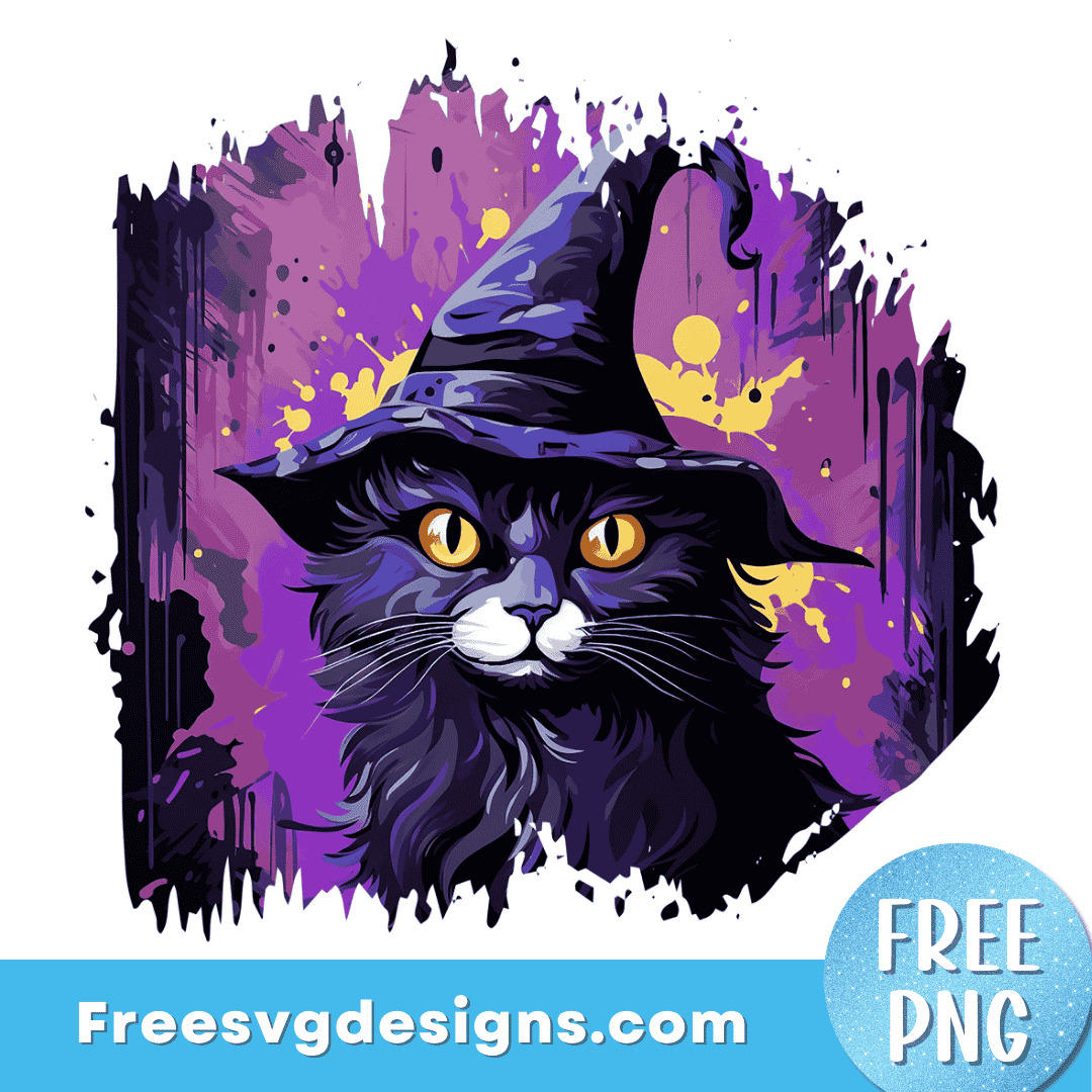 Black Cat Halloween PNG | Free Sublimation Design 3434