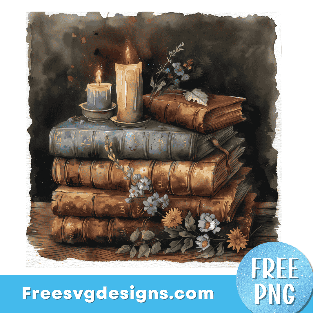 Vintage Books PNG | Halloween PNG | Free SUblimation Design 3443