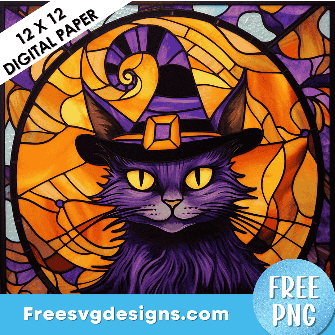 Halloween Digital Paper Cat PNG Sublimation Design 3445