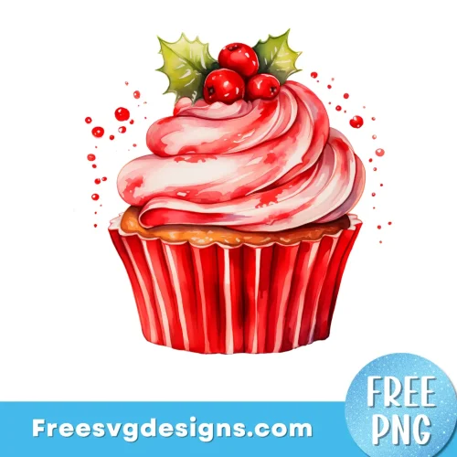 Christmas Cupcake PNG Free Sublimation Design