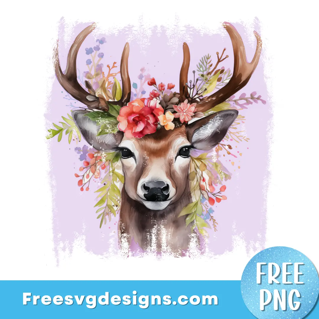 Christmas Floral Reindeer PNG | Free Sublimation Design 3502