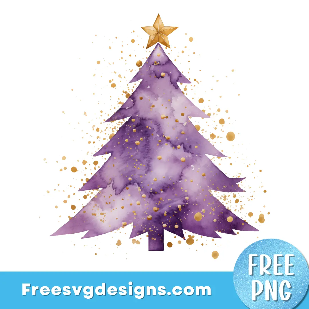 Purple Watercolour Christmas Tree PNG | Free Sublimation Design 3489