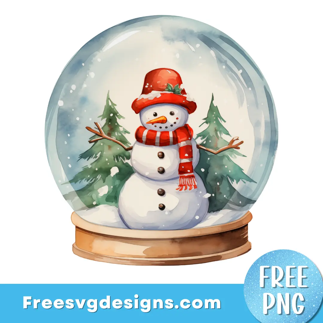 Watercolor Snowman in Snowglobe PNG | Free Sublimation Design 3490