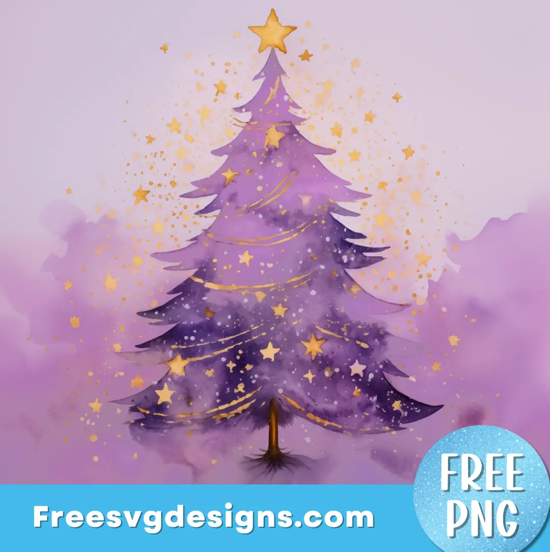 Purple Watercolour Christmas Tree PNG | Free Sublimation Design 3491