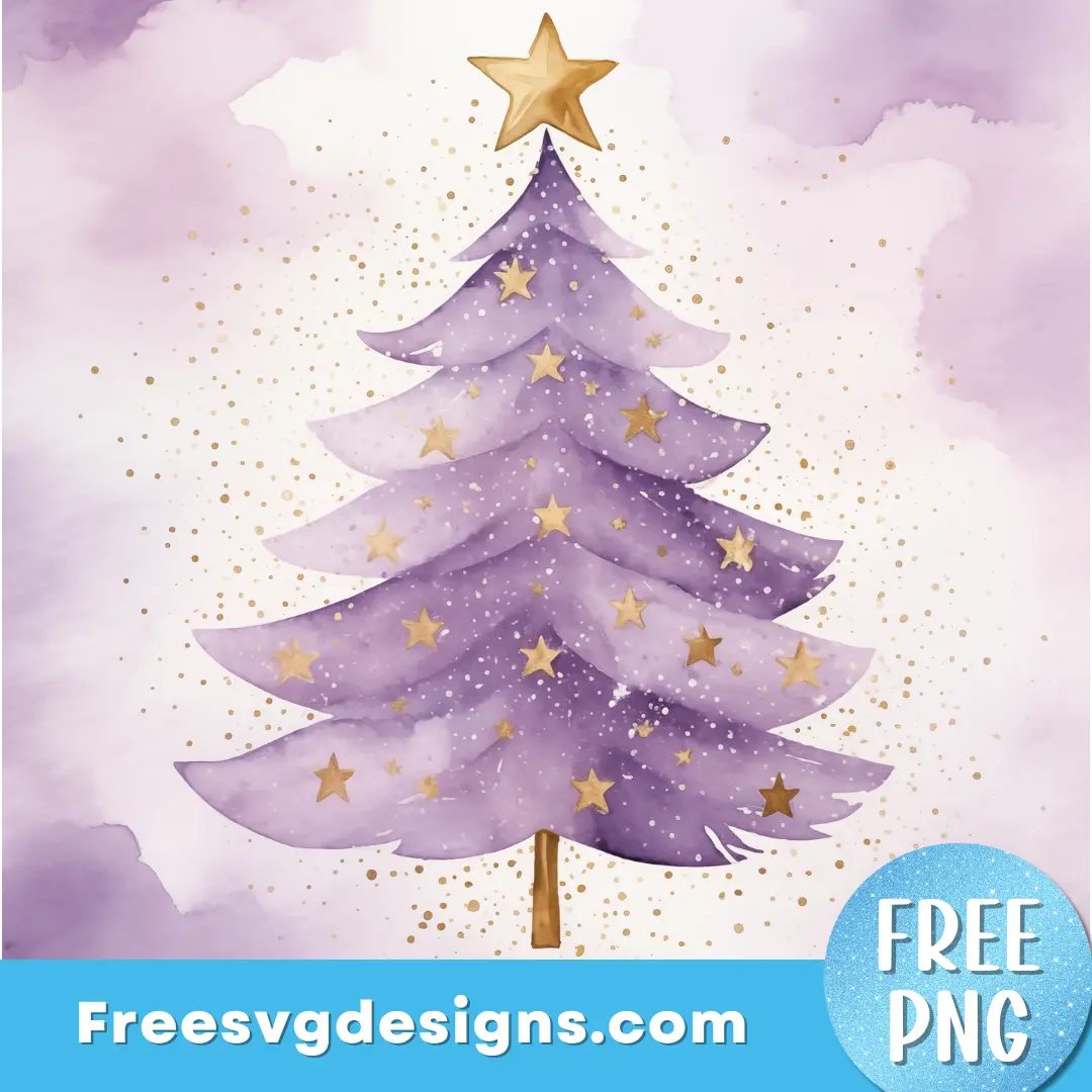 Purple Watercolour Christmas Tree PNG | Free Sublimation Design 3494
